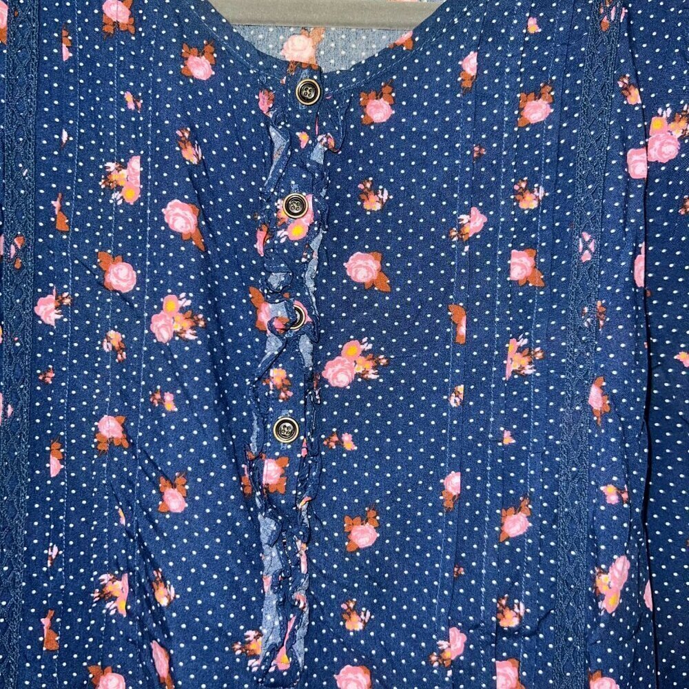 Matilda Jane Women's Brilliant Daydream Floral Polka Dot Blouse Size M - Picture 5 of 7